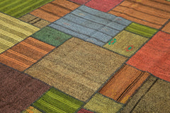 Kirk Yama Grey Patchwork Cotton Wool Handmade Area Rug 8'2'' x 11'7''