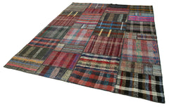Kirk Yama Grey Patchwork Cotton Wool Handmade Area Rug 7'4'' x 10'2''