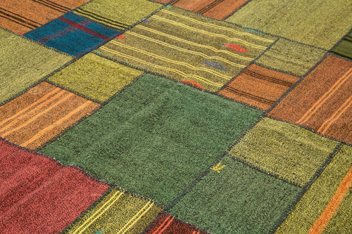 Kirk Yama Grey Patchwork Cotton Wool Handmade Area Rug 8'2'' x 11'7''