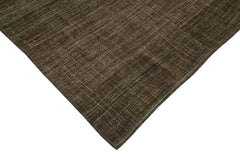 Striped Kilim Brown Striped Goat Hair Handmade Rug 7'10'' x 11'10''