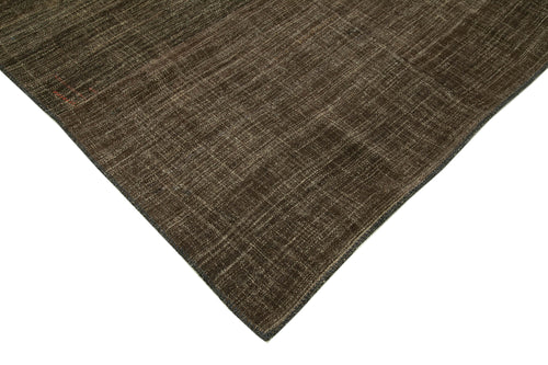 Striped Kilim Brown Striped Goat Hair Handmade Rug 7'10'' x 11'10''