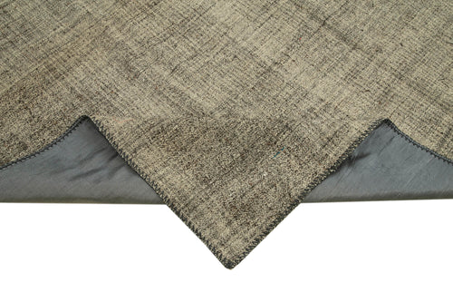 Striped Kilim Brown Striped Goat Hair Handmade Rug 6'9'' x 9'0''