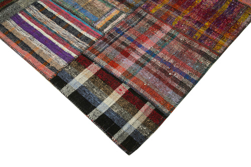 Kirk Yama Grey Patchwork Cotton Wool Handmade Area Rug 5'9'' x 8'2''