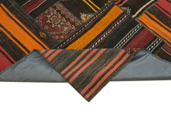 Kirk Yama Black Patchwork Cotton Wool Handmade Area Rug 7'4'' x 10'10''