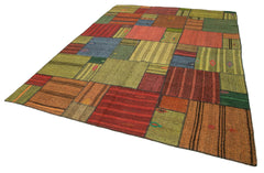 Kirk Yama Grey Patchwork Cotton Wool Handmade Area Rug 8'2'' x 11'5''