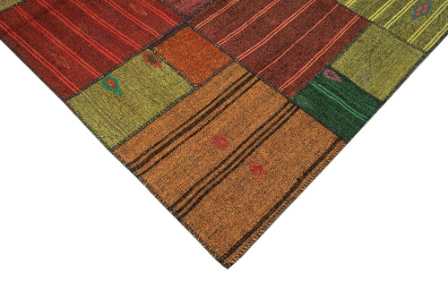 Kirk Yama Grey Patchwork Cotton Wool Handmade Area Rug 8'2'' x 11'5''