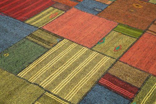 Kirk Yama Grey Patchwork Cotton Wool Handmade Area Rug 8'2'' x 11'5''