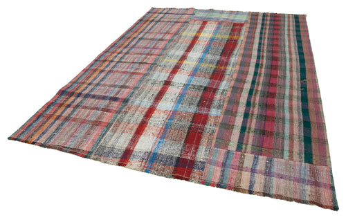 Handmade Area Rug - Kirk Yama Grey Patchwork Cotton Wool Carpet 7'9''x10'6''