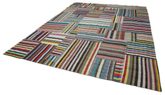 Kirk Yama Grey Patchwork Cotton Wool Handmade Area Rug 10'0'' x 13'2''