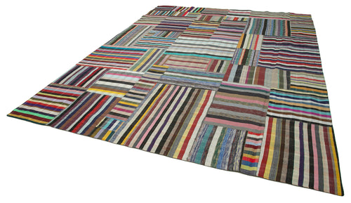 Kirk Yama Grey Patchwork Cotton Wool Handmade Area Rug 10'0'' x 13'2''