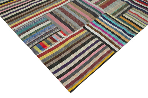 Kirk Yama Grey Patchwork Cotton Wool Handmade Area Rug 10'0'' x 13'2''