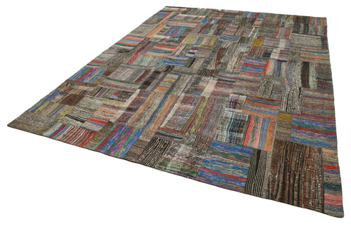 Kirk Yama Grey Patchwork Cotton Wool Handmade Area Rug 8'7'' x 12'5''