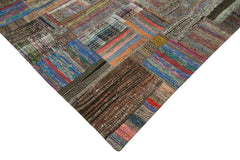 Kirk Yama Grey Patchwork Cotton Wool Handmade Area Rug 8'7'' x 12'5''