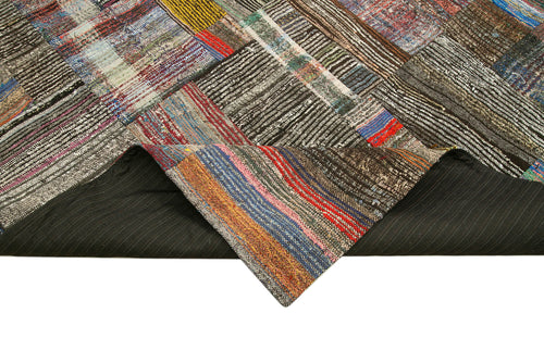 Kirk Yama Grey Patchwork Cotton Wool Handmade Area Rug 8'7'' x 12'5''