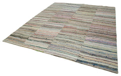 Kirk Yama Grey Patchwork Cotton Wool Handmade Area Rug 9'6'' x 11'3''