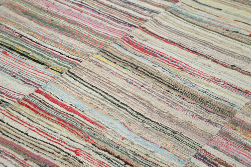 Kirk Yama Grey Patchwork Cotton Wool Handmade Area Rug 9'6'' x 11'3''