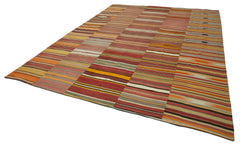 Kirk Yama Orange Patchwork Cotton Wool Handmade Area Rug 9'10'' x 13'1''