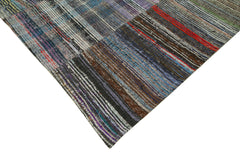 Handmade Area Rug | Vintage Cotton Wool Rug - Grey Patchwork Carpet 8x12 ft