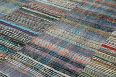 Handmade Area Rug | Vintage Cotton Wool Rug - Grey Patchwork Carpet 8x12 ft