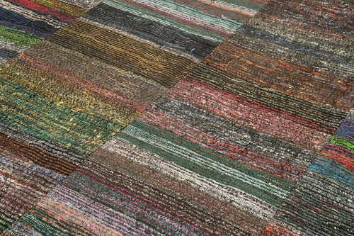 Kirk Yama Grey Patchwork Cotton Wool Handmade Area Rug 8'0'' x 11'9''