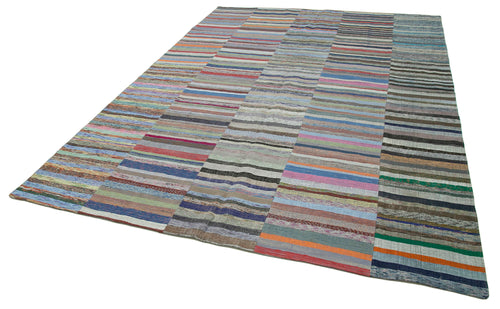 Kirk Yama Grey Patchwork Cotton Wool Handmade Area Rug 7'7'' x 10'6''