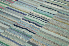 Handmade Area Rug - Kirk Yama Grey Patchwork Cotton Wool Carpet 7'7'' x 11'3''