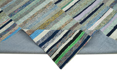 Handmade Area Rug - Kirk Yama Grey Patchwork Cotton Wool Carpet 7'7'' x 11'3''