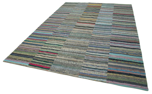 Kirk Yama Grey Patchwork Cotton Wool Handmade Area Rug 7'7'' x 10'9''