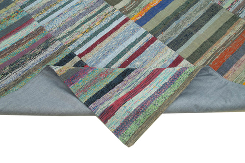 Kirk Yama Grey Patchwork Cotton Wool Handmade Area Rug 7'7'' x 10'9''