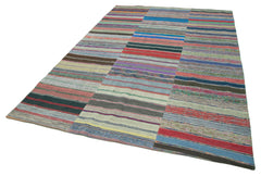 Kirk Yama Grey Patchwork Cotton Wool Handmade Area Rug 7'3'' x 11'2''