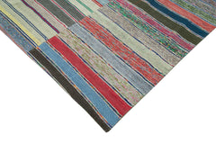 Kirk Yama Grey Patchwork Cotton Wool Handmade Area Rug 7'3'' x 11'2''