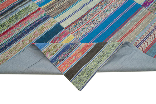 Kirk Yama Grey Patchwork Cotton Wool Handmade Area Rug 7'3'' x 11'2''