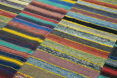 Handmade Area Rug - Turkish Patchwork Carpet 5'11''x9'7'' Grey Cotton Wool Blend