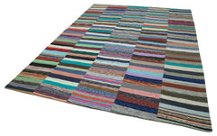 Kirk Yama Grey Patchwork Cotton Wool Handmade Area Rug 7'7'' x 11'3''
