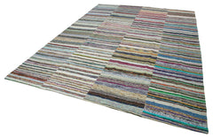 Kirk Yama Grey Patchwork Cotton Wool Handmade Area Rug 8'7'' x 12'2''