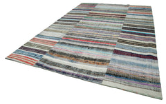 Kirk Yama Grey Patchwork Cotton Wool Handmade Area Rug 9'1'' x 13'1''