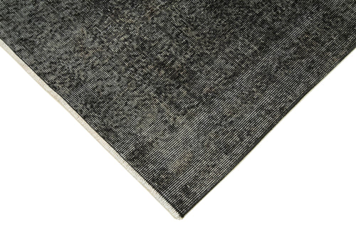 Overdyed Vintage Black Vintage Cotton Wool Handmade Area Rug 2'10'' x 10'2''