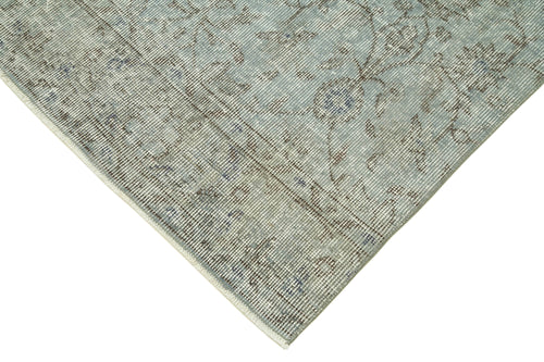 Overdyed Vintage Blue Vintage Cotton Wool Handmade Area Rug 2'8'' x 10'0''