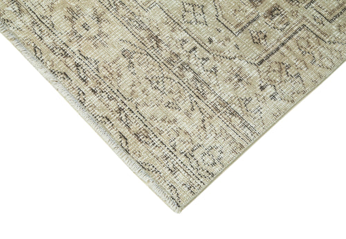 Handmade Area Rug – Overdyed Wool Rug 2'7'' x 10'4'' Beige Vintage Cotton