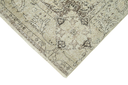 Overdyed Vintage Beige Vintage Cotton Wool Handmade Area Rug 2'10'' x 9'8''