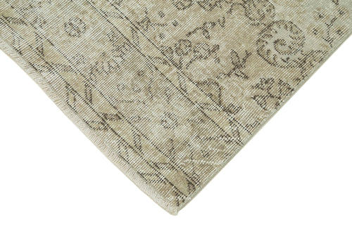 Overdyed Vintage Beige Vintage Cotton Wool Handmade Area Rug 2'7'' x 10'8''