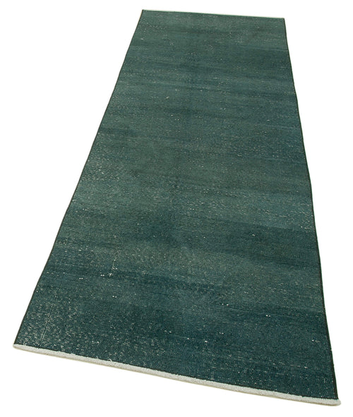 Overdyed Vintage Green Vintage Cotton Wool Handmade Area Rug 2'11'' x 8'11''