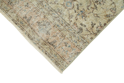 Overdyed Vintage Beige Vintage Cotton Wool Handmade Area Rug 2'7'' x 9'8''
