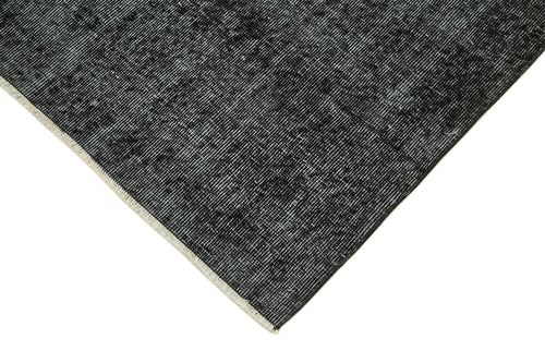 Overdyed Vintage Black Vintage Cotton Wool Handmade Area Rug 2'11'' x 9'7''