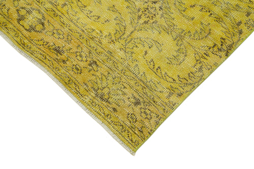 Overdyed Vintage Yellow Vintage Cotton Wool Handmade Area Rug 2'8'' x 9'6''