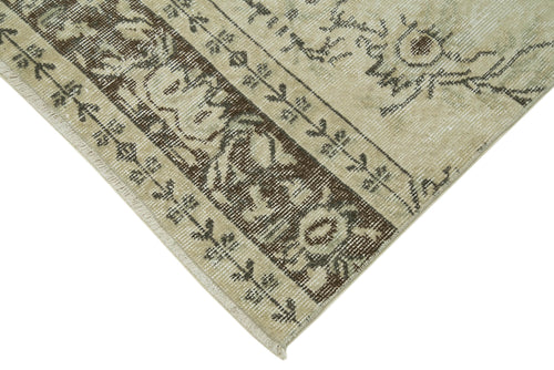 Overdyed Vintage Beige Vintage Cotton Wool Handmade Area Rug 2'8'' x 10'4''