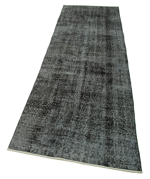Overdyed Vintage Black Vintage Cotton Wool Handmade Area Rug 2'11'' x 10'0''