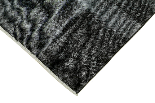 Overdyed Vintage Black Vintage Cotton Wool Handmade Area Rug 3'0'' x 8'11''