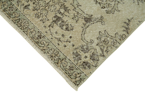 Overdyed Vintage Beige Vintage Cotton Wool Handmade Area Rug 2'10'' x 10'7''