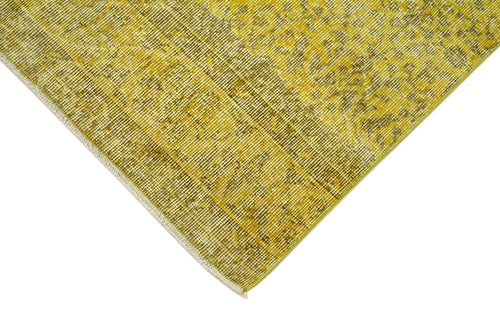 Overdyed Vintage Yellow Vintage Cotton Wool Handmade Area Rug 3'0'' x 9'11''